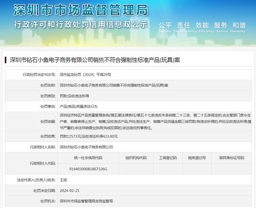 深圳市鉆石小魚電子商務銷售不符合強制性標準玩具案與增值電信業務經營合規探討